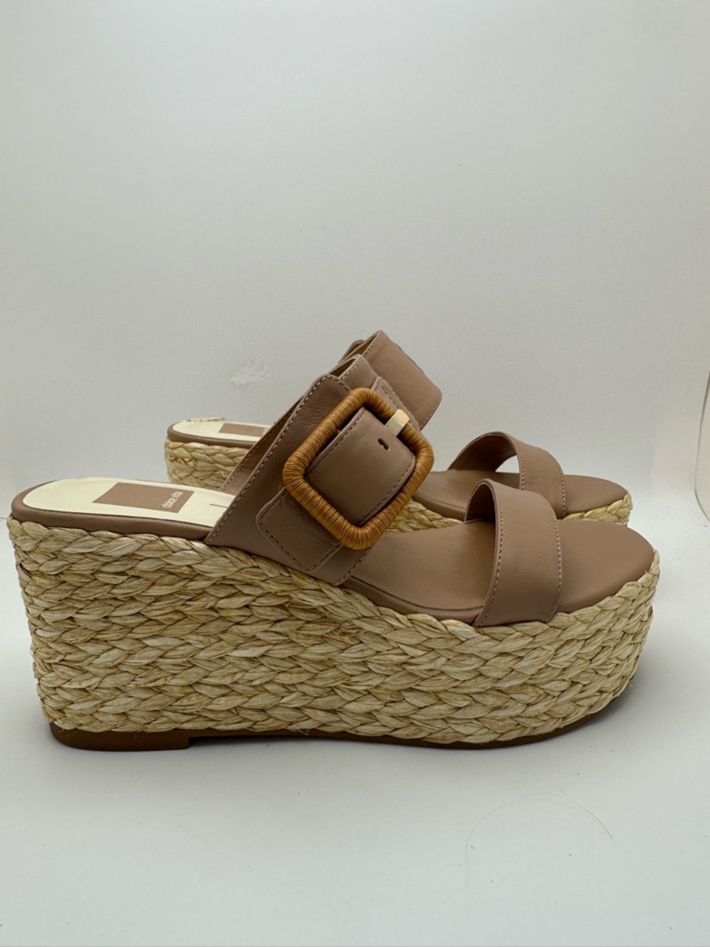 Dolce Vita Raffia Woven Platform Wedge Sandals Coastal Resort Vacation Size 7 - Picture 4 of 12